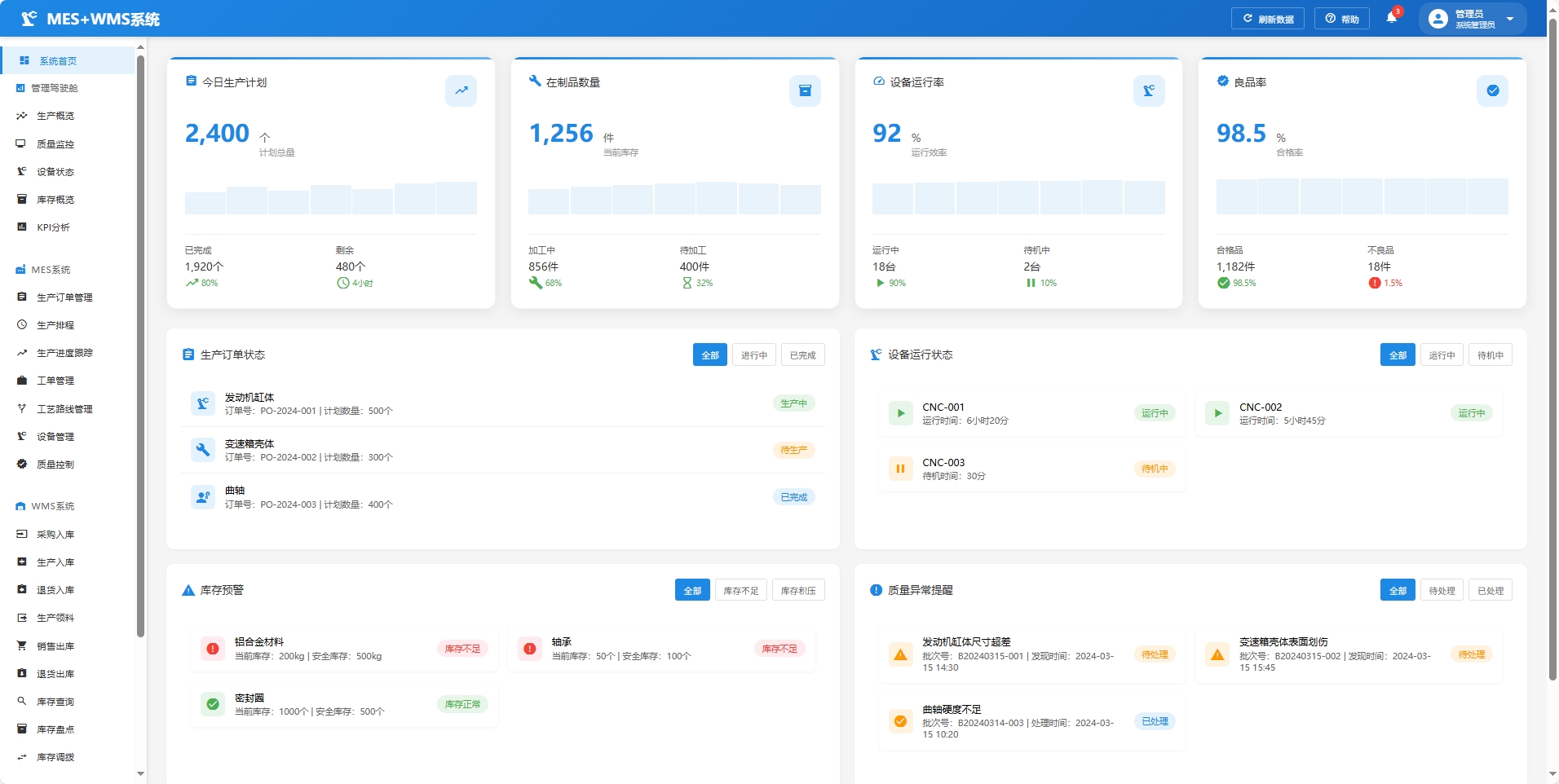 MES系统界面